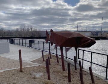 Pike sculpture at the Gathering of the Pike plaza