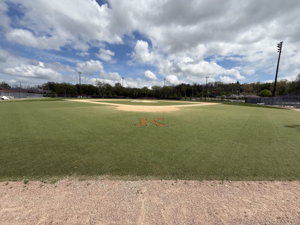 picture of a baseball diamond with the letter K behind home base