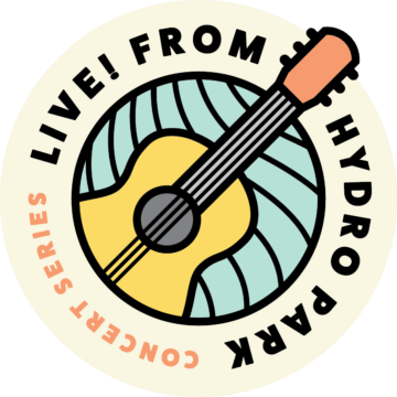 Live from Hydro Park logo with a guitar and blue waves.