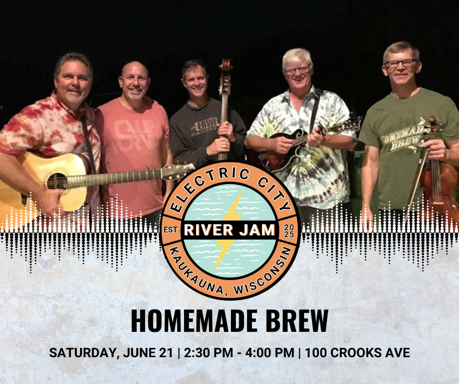 Promo graphic for Electric City River Jam featuring the band Homemade Brew