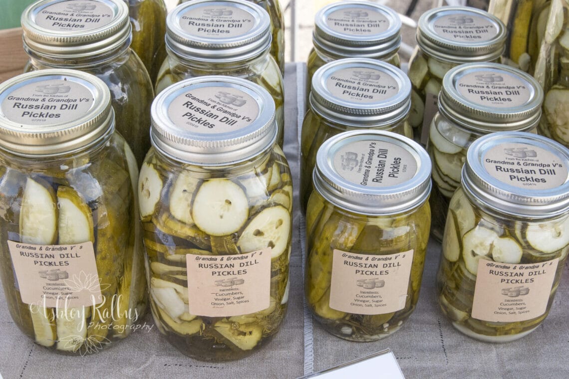 Variety of pickles in jars