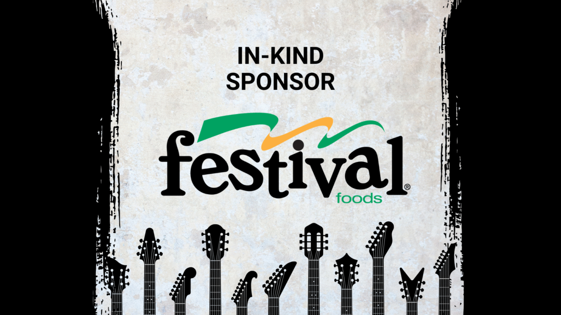 Promotional image for Electric City River Jam, a music event in Kaukauna, Wisconsin, located at 100 Crooks Ave. The image features event logos, a mention of an in-kind sponsor, Festival Foods