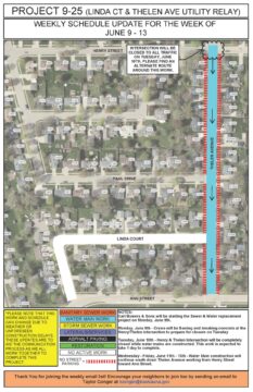Map showing the work to be done on Linda Court and Thelen Avenue