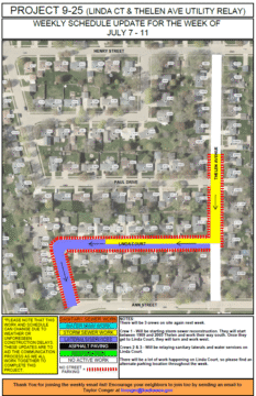 Map showing the work to be done on Linda Court and Thelen Avenue