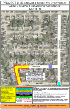 Map showing the work to be done on Linda Court and Thelen Avenue