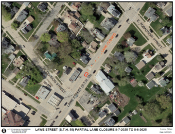 Map showing the road closure on Lawe Street