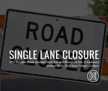 Graphic with a road closed sign and information on the single lane closure