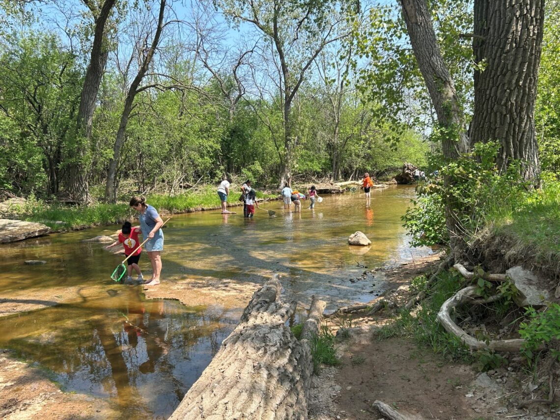 People crayfishing in the river at 1000 Islands