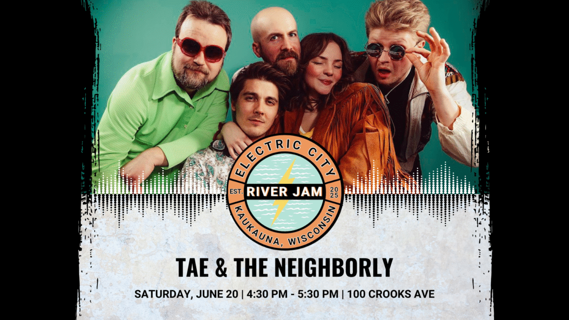 Promotional image for Tae the Neighborly performing at Electric City River Jam June 20 from 4:30 PM - 5:30 PM at 100 Crooks Ave