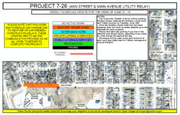 Picture of a map showing work to be done on Ann Street from Linda Court to Thelen Ave.