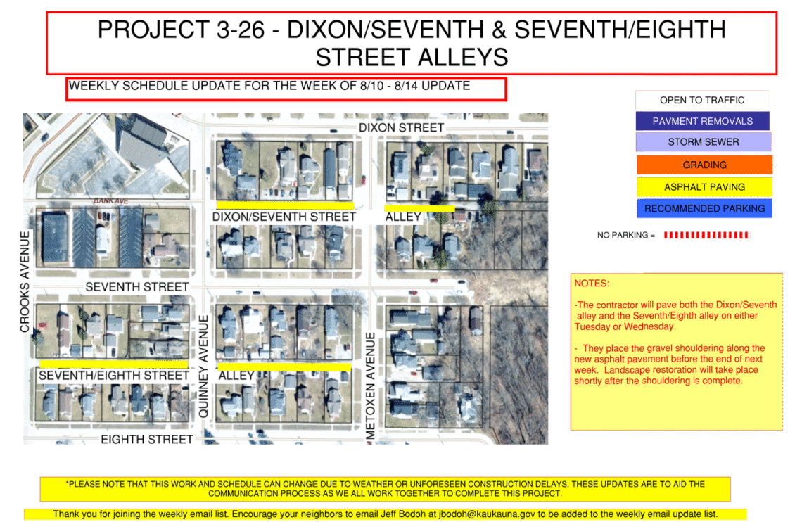 Map showing Asphalt paving on Dixon/Seventh Street Alley and Seventh/Eighth Street Alley