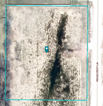 Aerial view of the property in the shape of a square running long Ridgecrest Lane